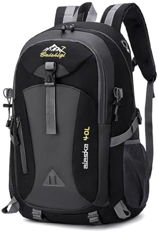 40L Hiking Backpack Lightweight Water Resistant Daypack with Padded Straps Chest Strap Multi-Compartment Rucksack Water Resistant for Outdoor Camping Travel