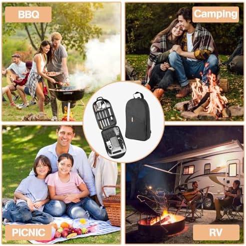 Portable Camping Cooking Set, 18PCS Cooking Essentials for Camping Kitchen, Lightweight & Durable Camping Utensils Set for Travel, Hiking, Picnics, BBQs and Parties - Image 7
