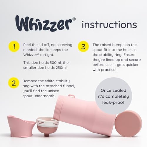 Whizzer™ - Discreet Portable Toilet For Adults - Seen on Dragons Den - Travel Essentials for Festivals, Camping, Caravans & Travel - Silicone Pee Bottle for Men & Women - Portable & Leakproof - 500ml - Image 7
