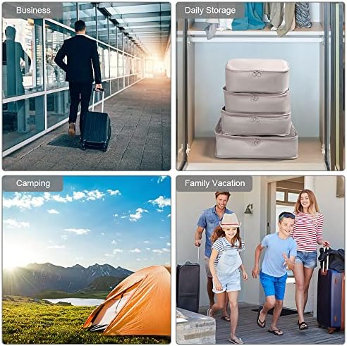 OSDUE Packing Cubes for Suitcases, 8 PCS Travel Luggage Packing Organizers Waterproof Travel Essentials Bag Accessories, Clothes Shoes Cosmetics Toiletries Storage Bags, Beige - Image 7