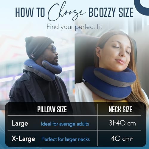 BCOZZY Travel Neck Pillow for Airplane – Patented Double Support for Head, Neck, and Chin. Best for Long Flights, Plane Sleeping, and Car Rides. Adjustable Size. Fully Washable. Carry Bag. Large, Gray - Image 7
