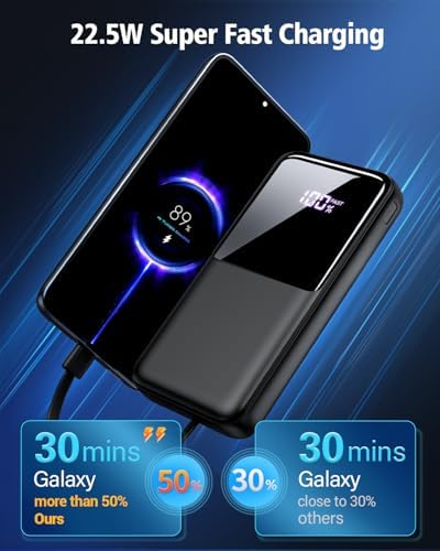 Power Bank Fast Charging, 26800mAh Portable Charger with Built-in Cables, USB-C Powerbank with LED Display & 4 Outputs, Battery Pack Compatible with iPhone 17 16 15 14 13 Android and more, Black - Image 2