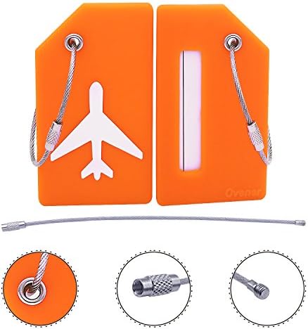 Silicone Luggage Tag with Name ID Card Perfect to Quickly Spot Luggage Suitcase, Orange, OneSize - Image 4