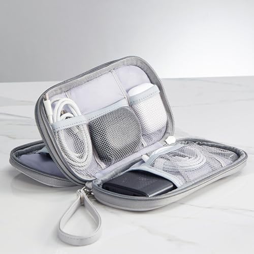 Multi Purpose Travel Storage Bag PU Storage Bag Double Compartments for Technology Gadgets Small Items Travel Electronics Organizers Pouches - Image 3