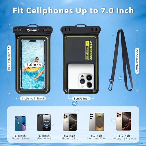 Floating Waterproof Phone Pouch, 2 Pack IP68 Waterproof Phone Case Compatible with iPhone 17 16 15 Pro Max Galaxy S25 S24 Ultra Up to 7", Cellphone Dry Bags Beach Cruise Essentials with Lanyard - Image 6