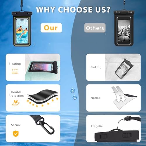 Floating Waterproof Phone Pouch, 2 Pack IP68 Waterproof Phone Case Compatible with iPhone 17 16 15 Pro Max Galaxy S25 S24 Ultra Up to 7", Cellphone Dry Bags Beach Cruise Essentials with Lanyard - Image 9