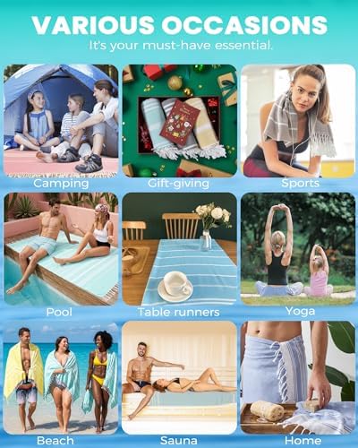 4 Packs Turkish Beach Towels Gym Towel Camping Blanket Xl Large Big Size Sandfree Sandrpoof Thin Fast Drying Packable Honeymoon Travel Essential Summer Vacation Accessories Hawaii Trip Necessities - Image 8