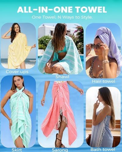4 Packs Turkish Beach Towels Gym Towel Camping Blanket Xl Large Big Size Sandfree Sandrpoof Thin Fast Drying Packable Honeymoon Travel Essential Summer Vacation Accessories Hawaii Trip Necessities - Image 7