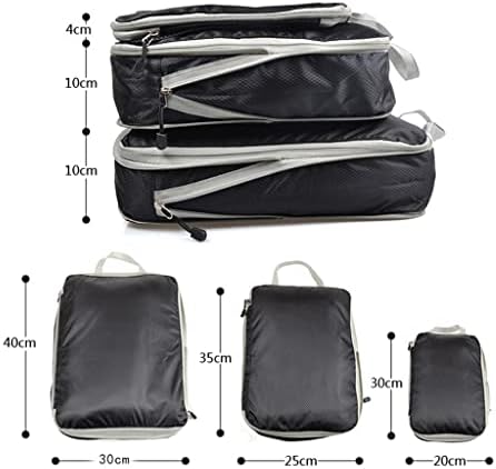 3 Piece Packing Cubes Set, Luggage Organizer Packing Bags Reusable Waterproof with Shoes Bag for Travel Business Trips Household Storage Bag(Color:BLACK) - Image 4