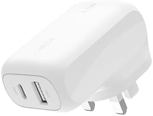 Belkin BoostCharge 42W Dual Port Wall Charger with USB-C and USB-A | Samsung, Pixel, iPhone Charger, Fast Charging, 30W USBC Port + 12W USBA Port, PPS Technology, Compact and Travel Friendly