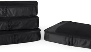 Amazon Essentials 4-Piece Packing Cubes Travel Accessories Set, Luggage Organiser with Double Zip, Mesh Top, Polyester, Large, Black (Previously Amazon Basics)
