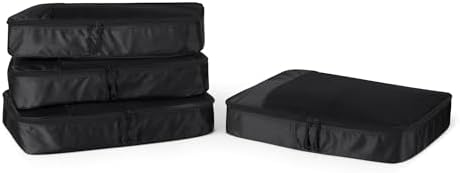 Amazon Essentials 4-Piece Packing Cubes Travel Accessories Set, Luggage Organiser with Double Zip, Mesh Top, Polyester, Large, Black (Previously Amazon Basics)