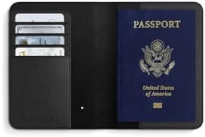 Satechi Passport Holder for Travel with Find My, Passport Cover with 4 Card Holder, Wireless Charging, and RFID Protection – Travel Essential Synthetic Material (PU) Passport Holder – Black