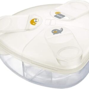MAM Formula Dispenser | Stores 40g Per Serving and Holds 3 Servings | Spill-Free Snap Cover for Easy Opening | Baby Accessories | White (Various Designs)