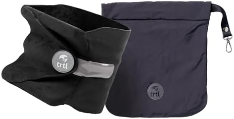 trtl Pillow - Scientifically Proven Super Soft Neck Support Travel Pillow - Machine Washable - Black