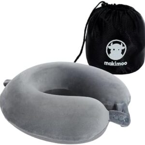 Travel Neck Pillow, Top Memory Foam Pillow for Head Support, Ideal for Airplanes, Cars, and Home Recliners, Adjustable and Soft (Grey)