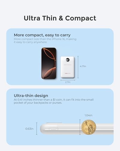 10000mAh Power Bank Fast Charging, Mini USB C Portable Charger with PD QC 3.0, Small Battery Pack, Compact External Battery Bank for iPhone, Samsung (White) - Image 5