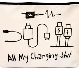 Charging Cable Organiser Bag All My Charging Stuff Bag for Travel Backpack Funny Makeup Bag Gifts for Women Men Charger Organiser with Zipper Toiletry Pouch Gift for Friends Daughter Son