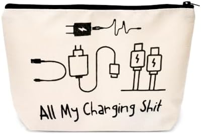 Charging Cable Organiser Bag All My Charging Stuff Bag for Travel Backpack Funny Makeup Bag Gifts for Women Men Charger Organiser with Zipper Toiletry Pouch Gift for Friends Daughter Son