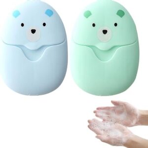 2 Boxes (100 Pcs) Travel Soap Sheets Portable Soap Flakes Box Backpacking Essentials Disposable Travel Wash Hand Foaming Soap On The Go Camping Accessories Hiking Cleaning Products