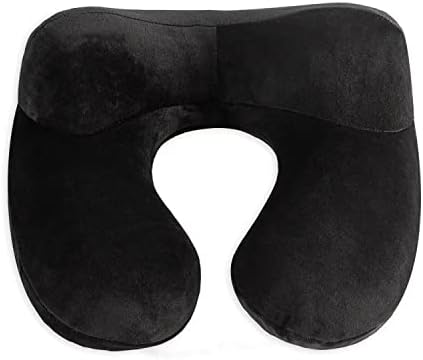 Inflatable Travel Pillow - 100% Soft Velvet Neck Support for Traveling, Airplanes, Trains, Cars, and Offices with Compact Carrying Bag, Breathable and Washable Cover, Ideal for Adult Sleepers -Black - Image 2