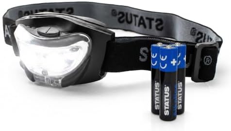 Status LED Head Lamp | Multi-Purpose Black Head Torch - Pack of 3-3xAAA Batteries (Included) | Running, Camping | Infrared and White Light | S3LEDHL1PKB6 | Infrared & White Light Modes, Adjustable Headlamp, For Running, Camping & Outdoor Use, 3xAAA Batteries Included, S3LEDHL1PKB6
