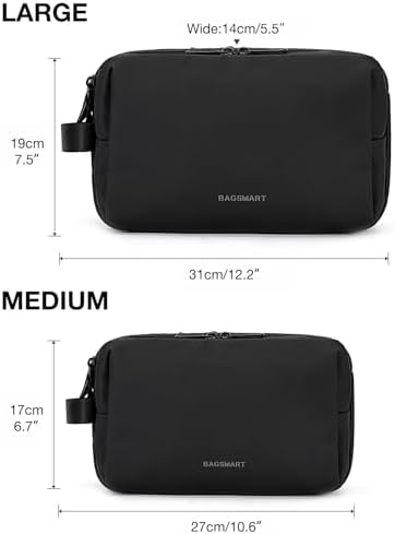 BAGSMART Mens Wash Bag Travel Toiletry Bag Makeup Shower Shaving Organiser for Bathroom Camping Gym - Water Resistant & Wet Dry Seperate, Black - Image 7