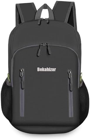 20L Ultra Lightweight Backpack Foldable Hiking Daypack Rucksack Water Resistant Travel Day Bag for Men Women Kids Outdoor Camping Mountaineering Walking Cycling Climbing (Black) - Image 2