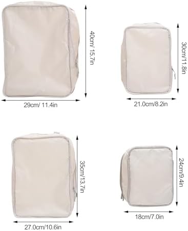 4pcs Beige Compression Packing Cubes for Travel with Zipper Closure, Lightweight Polyester Luggage Organiser Bags to Reduce Clothing Wrinkles, for Camping and Hiking - Image 2