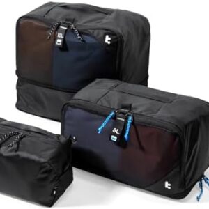 tomtoc 3 Set Packing Cubes for Travel Essentials, Odor-Resistant Compression Expandable Packing Cubes, Lightweight Travel Bag Pouch, Luggage Organizers Accessories for Backpack & Suitcase