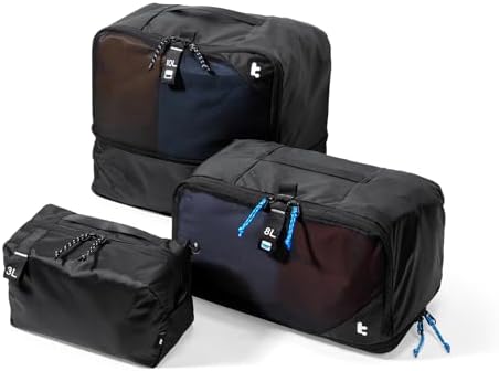tomtoc 3 Set Packing Cubes for Travel Essentials, Odor-Resistant Compression Expandable Packing Cubes, Lightweight Travel Bag Pouch, Luggage Organizers Accessories for Backpack & Suitcase