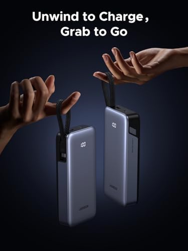 UGREEN Nexode Power Bank with Built-in Cable 20000mAh 45W In & Out Fast Charging 3-Way Output Portable Charger Mobile Phone Battery Pack Compatible with Galaxy S25, iPhone Air/17, iPad, Laptop - Image 3
