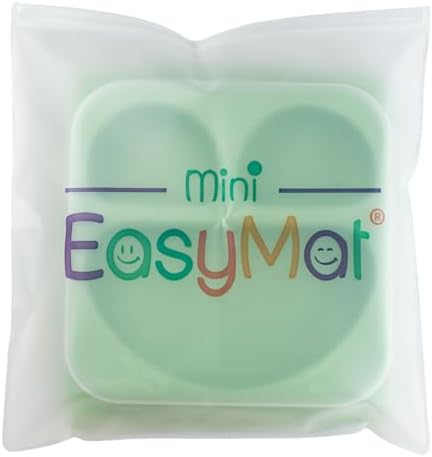 EasyMat Mini Portable Silicone Baby Suction Plate by EasyTots | Lid and Carry Case Included | Travel Friendly | Perfect Placemat for High Chair Feeding & Baby Led Weaning (Sage) - Image 5
