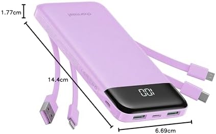 Charmast Power Bank with Built in Cables X 4, 10000mAh Portable Charger 6 Outputs 3 Inputs Travel Essentials, LED Display Type C Powerbank, Slim USB C Battery Pack Compatible with iPhone17/Samsung etc - Image 10