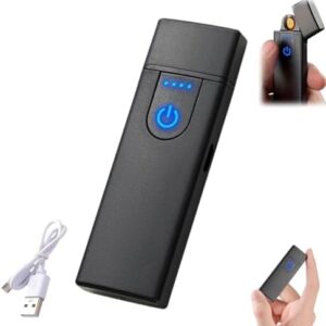 Touchscreen Ignition Usb Charging Light/er,Rechargeable USB Electronic Ligh-ter,Flameless Windproof Light/er for Candles,Cooker,Fire Starter|USB Light/er (Black)