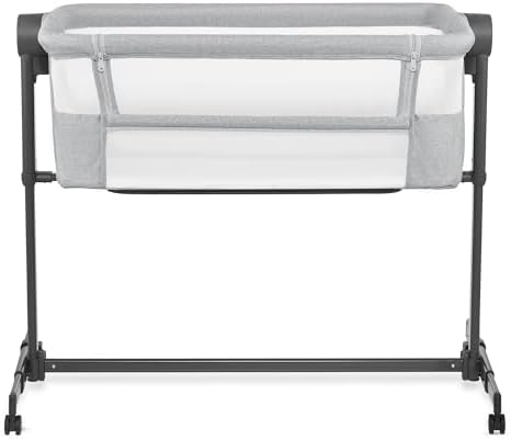 Kinderkraft Neste UP 2 Bedside Crib, Travel Cot, Co-Sleeping Bed, Ajustable Height, Foldable Side Wall, Transport Wheels, with Accessories, Cotton Sheet, for Newborn, 0-9 kg, up to 6 Month, Gray - Image 9