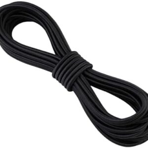 5m x 2.5mm Black Elastic Shock Cord, Heavy Duty Latex Bungee Cord for Tent Poles, Camping, Gear Repair, DIY, Hammocks, Outdoor & Home Use
