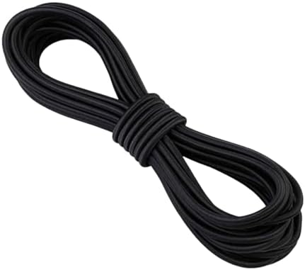 5m x 2.5mm Black Elastic Shock Cord, Heavy Duty Latex Bungee Cord for Tent Poles, Camping, Gear Repair, DIY, Hammocks, Outdoor & Home Use