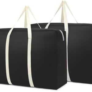 2 Pcs 89L Large Moving BagsHeavy Duty Packing Bags for Moving House Totes, Waterproof Storage Large Clothes Storage Bags with Zips for Bedding Blanket Clothing Travel Camping Wardrobe Essentials