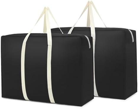 2 Pcs 89L Large Moving BagsHeavy Duty Packing Bags for Moving House Totes, Waterproof Storage Large Clothes Storage Bags with Zips for Bedding Blanket Clothing Travel Camping Wardrobe Essentials