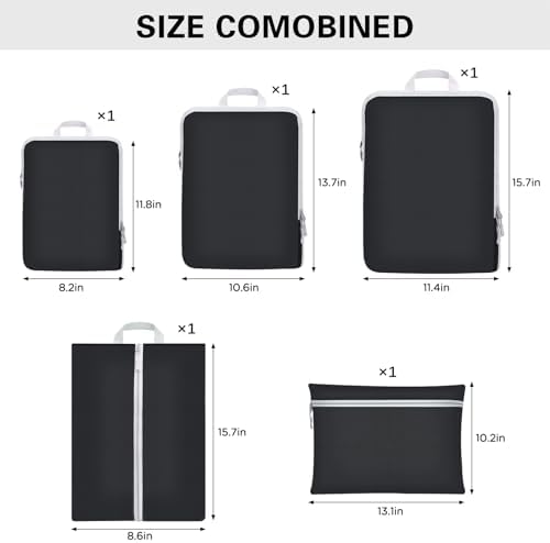 Compression Packing Cubes for Suitcases,Suitcase Organiser Bags,Travel Packing Cubes Compression Set for Backpack,Packing Organisers,Waterproof Travel Organiser Packing Bags (Black, 5 Pack) - Image 6