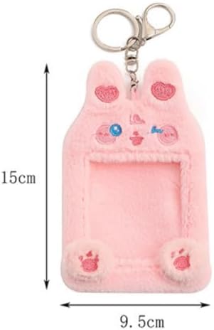 Cute Rabbit Plush Photo Holder, ID Card Holder with Keychain, Protective Case for Photocards, Bank Card, Backpack, Decoration for Backpack, Gift for Girls and Fans (A14) - Image 6