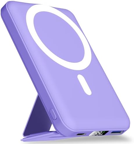 YAGOPAL Power Bank 10000mAh Magnetic Wireless Power Bank with Foldable Stand and LED Display Portable Charger 22.5W PD Fast Charging Battery Pack For iPhone 16/15/14/13/12 Mini Pro/Pro Max