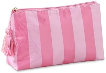 DYSHAYEN Makeup Bags for Purse,Small Clear Coated Cosmetic Bags for Women Girls, Waterproof Travel Organizer Zipper Pouch Beach Vacation Essentials, Pink-Hot Pink, 10x3.5x5.5 inches, Clear