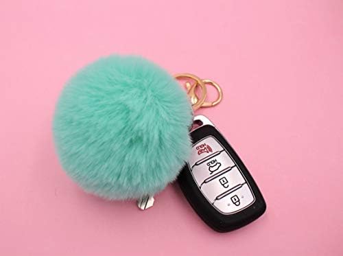 Real Sic Pom Pom Keychain - Faux Fur For Girls Women Backpack Purse Gift, Mint, Medium - Image 4