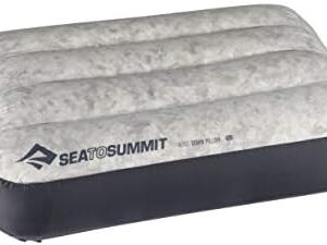 SEA TO SUMMIT - Aeros Down Pillow - Ultralight Inflatable Travel Pillow - 10D Fabric - With Premium Down Cushion Top & Lock System - For Backpacking & Camping - Grey