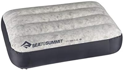 SEA TO SUMMIT - Aeros Down Pillow - Ultralight Inflatable Travel Pillow - 10D Fabric - With Premium Down Cushion Top & Lock System - For Backpacking & Camping - Grey