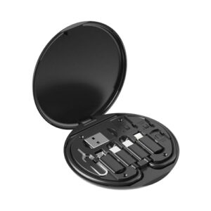 ZALUJMUS Multifunctional Data Cable Storage Box Adaptor for IOS Devices, USB-C and Micro-USB Devices Universal Data Transfer Cable (Black)