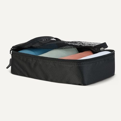 Amazon Essentials 4-Piece Packing Cubes Travel Accessories Set, Luggage Organiser with Double Zip, Mesh Top, Polyester, Small, Black (Previously Amazon Basics) - Image 3