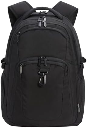 Amazon Basics 17-Inch Laptop Backpack, Water Resistant Rucksack for Business Travel, Work or School, Padded Shoulder Straps, Black